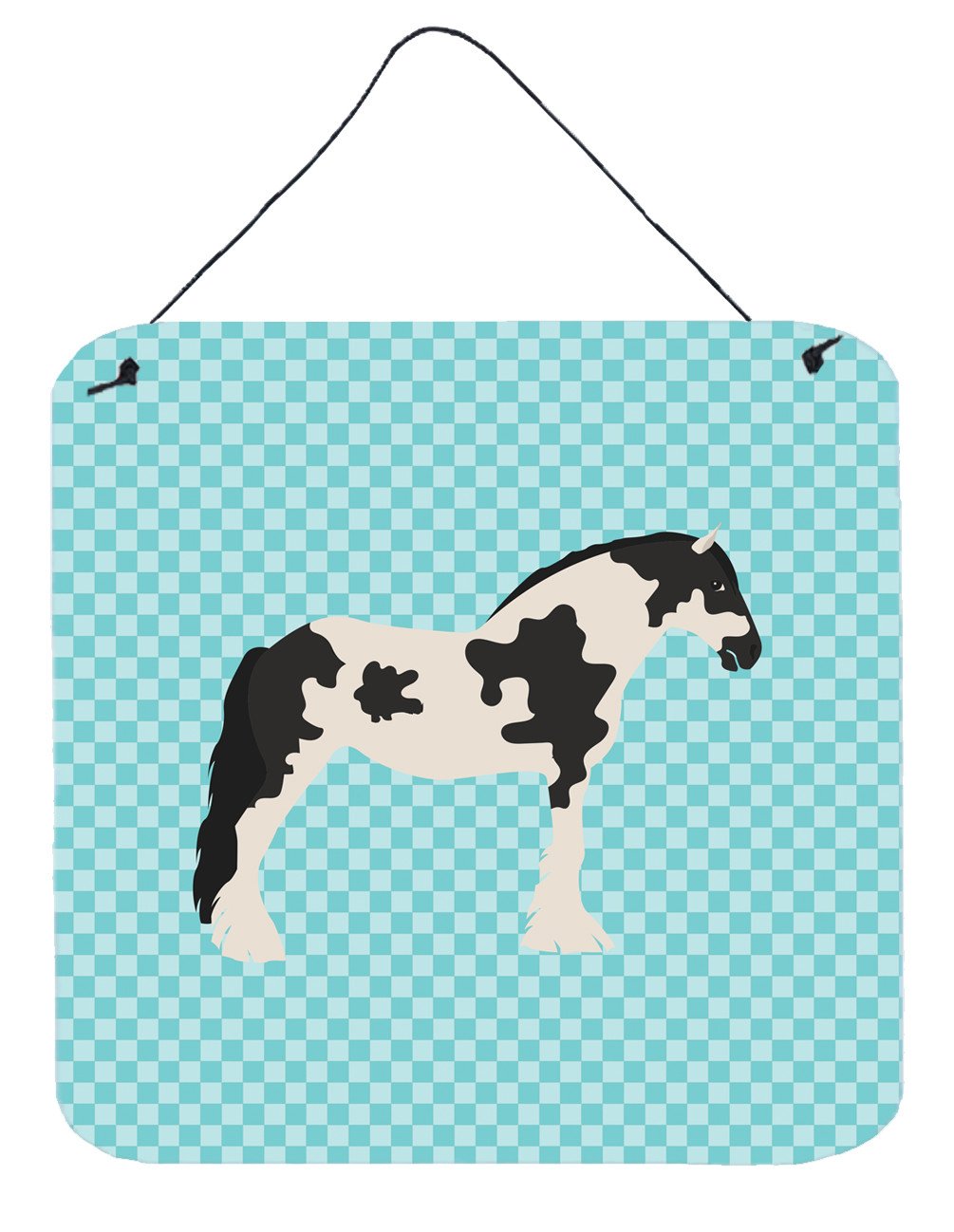 Cyldesdale Horse Blue Check Wall or Door Hanging Prints BB8086DS66 by Caroline's Treasures