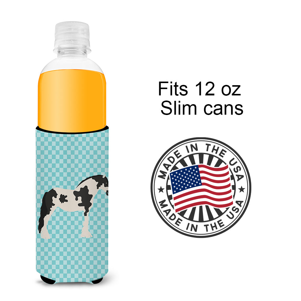Cyldesdale Horse Blue Check  Ultra Hugger for slim cans