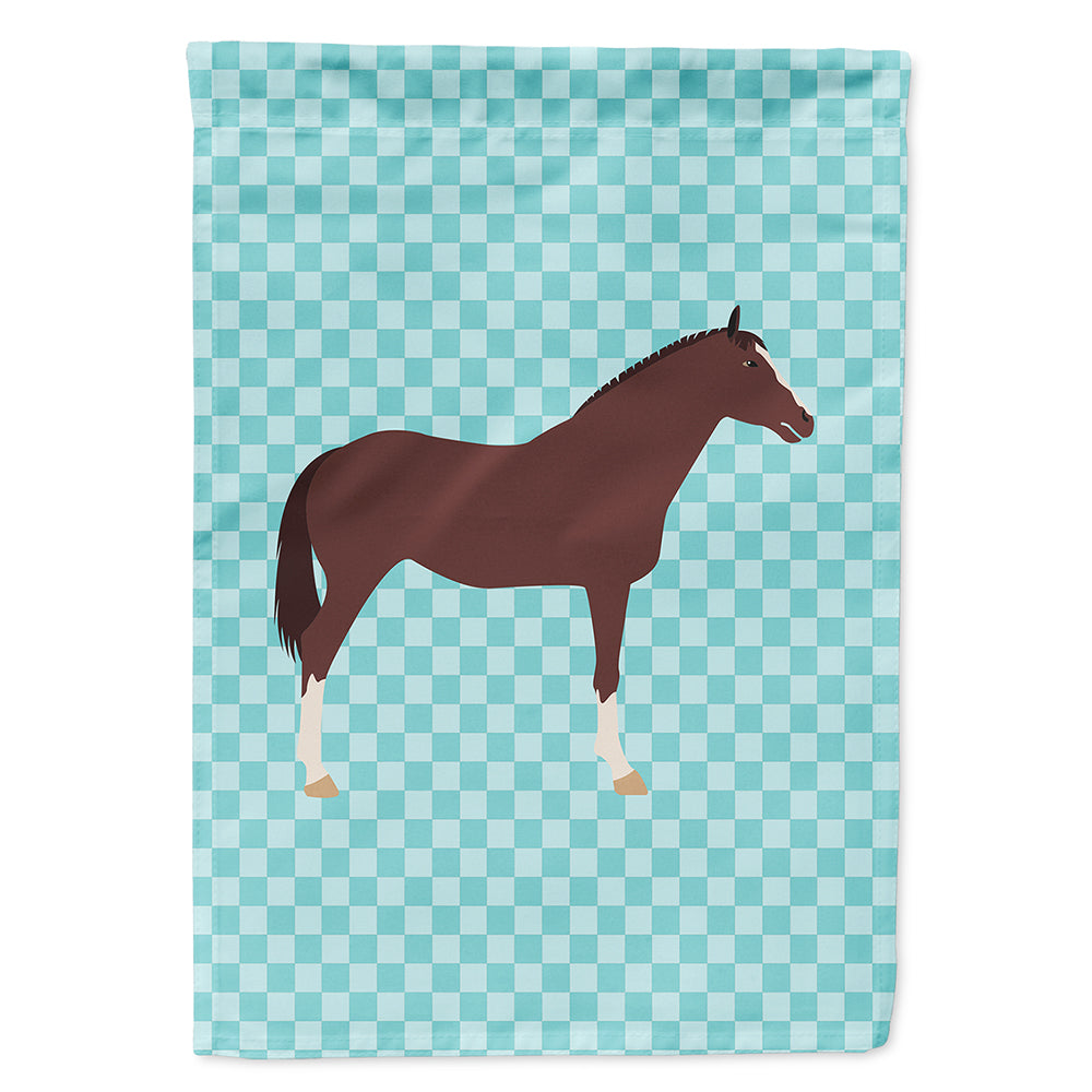 English Thoroughbred Horse Blue Check Flag Canvas House Size BB8087CHF