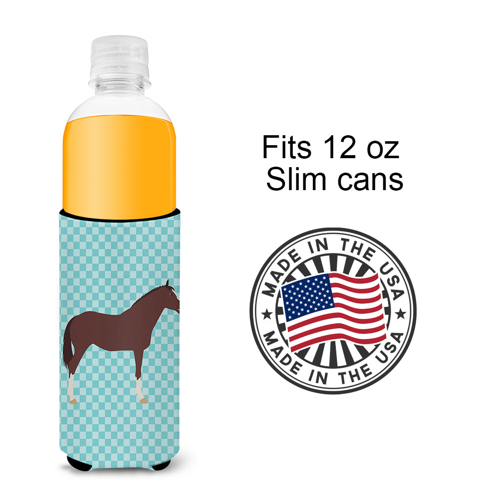 English Thoroughbred Horse Blue Check  Ultra Hugger for slim cans  the-store.com.