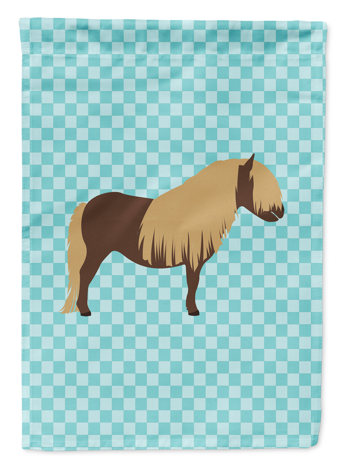 Shetland Pony Horse Blue Check Flag Canvas House Size BB8088CHF