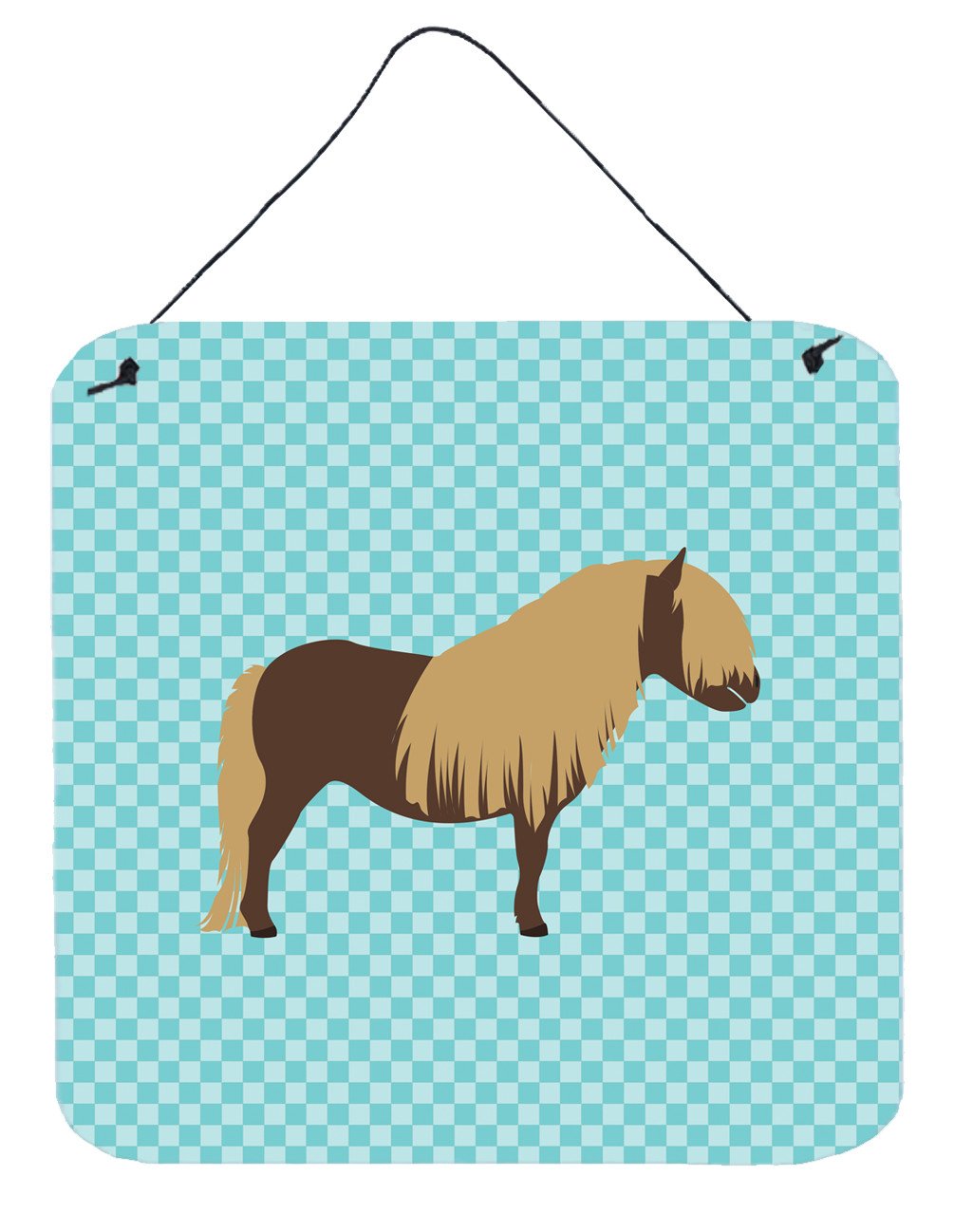Shetland Pony Horse Blue Check Wall or Door Hanging Prints BB8088DS66 by Caroline&#39;s Treasures