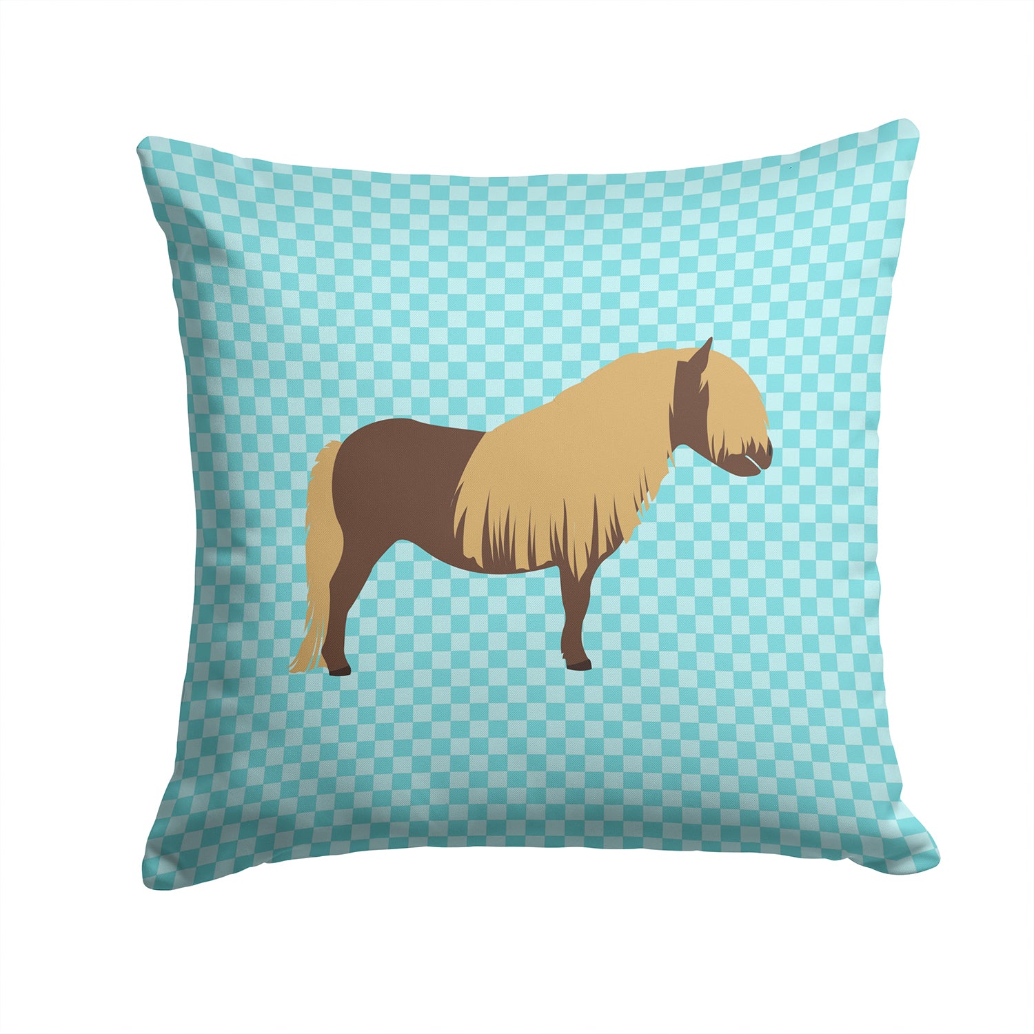 Shetland Pony Horse Blue Check Fabric Decorative Pillow BB8088PW1414 - the-store.com