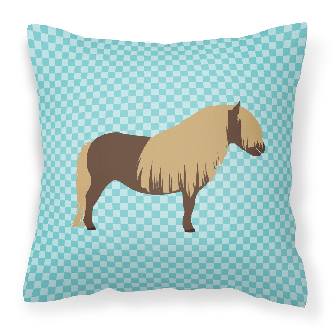 Shetland Pony Horse Blue Check Fabric Decorative Pillow BB8088PW1818 by Caroline&#39;s Treasures