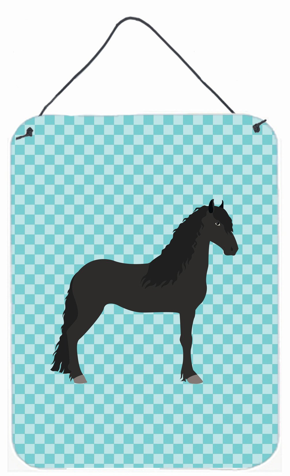 Friesian Horse Blue Check Wall or Door Hanging Prints BB8089DS1216 by Caroline's Treasures