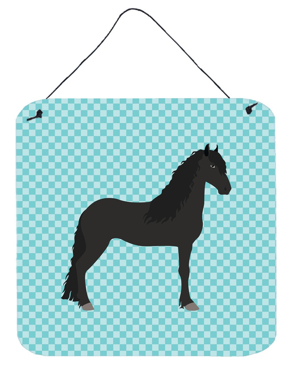 Friesian Horse Blue Check Wall or Door Hanging Prints BB8089DS66 by Caroline's Treasures