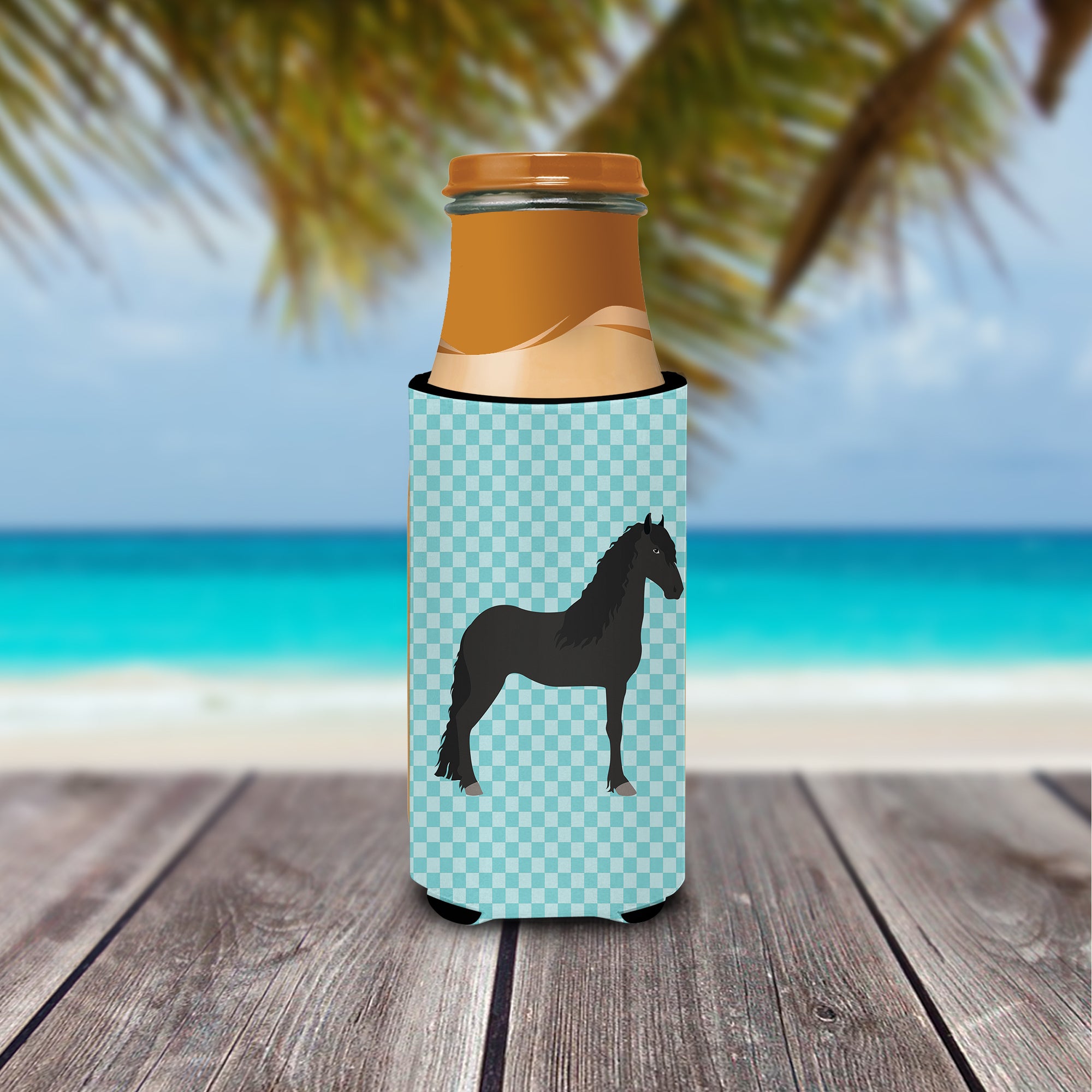 Friesian Horse Blue Check  Ultra Hugger for slim cans  the-store.com.