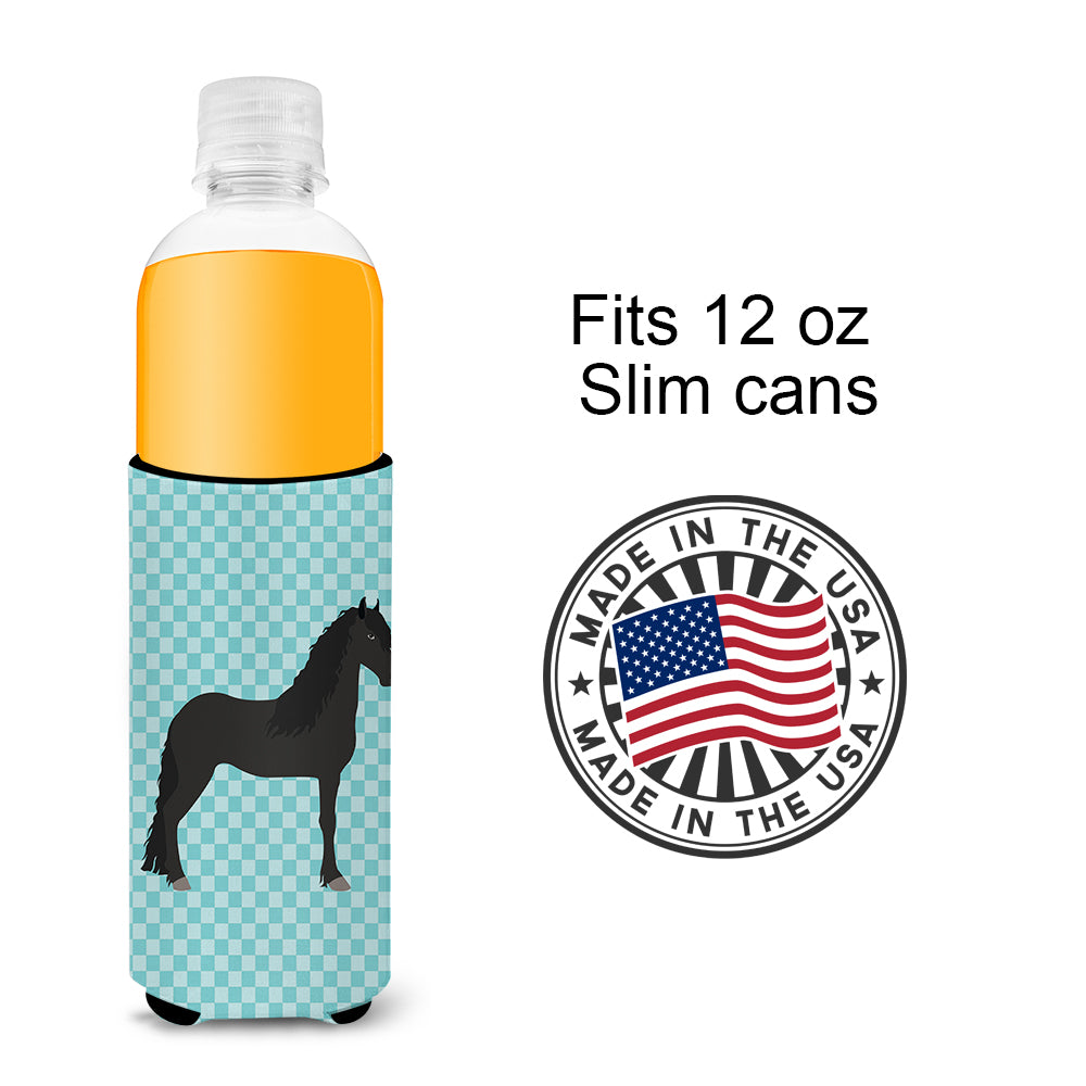 Friesian Horse Blue Check  Ultra Hugger for slim cans  the-store.com.