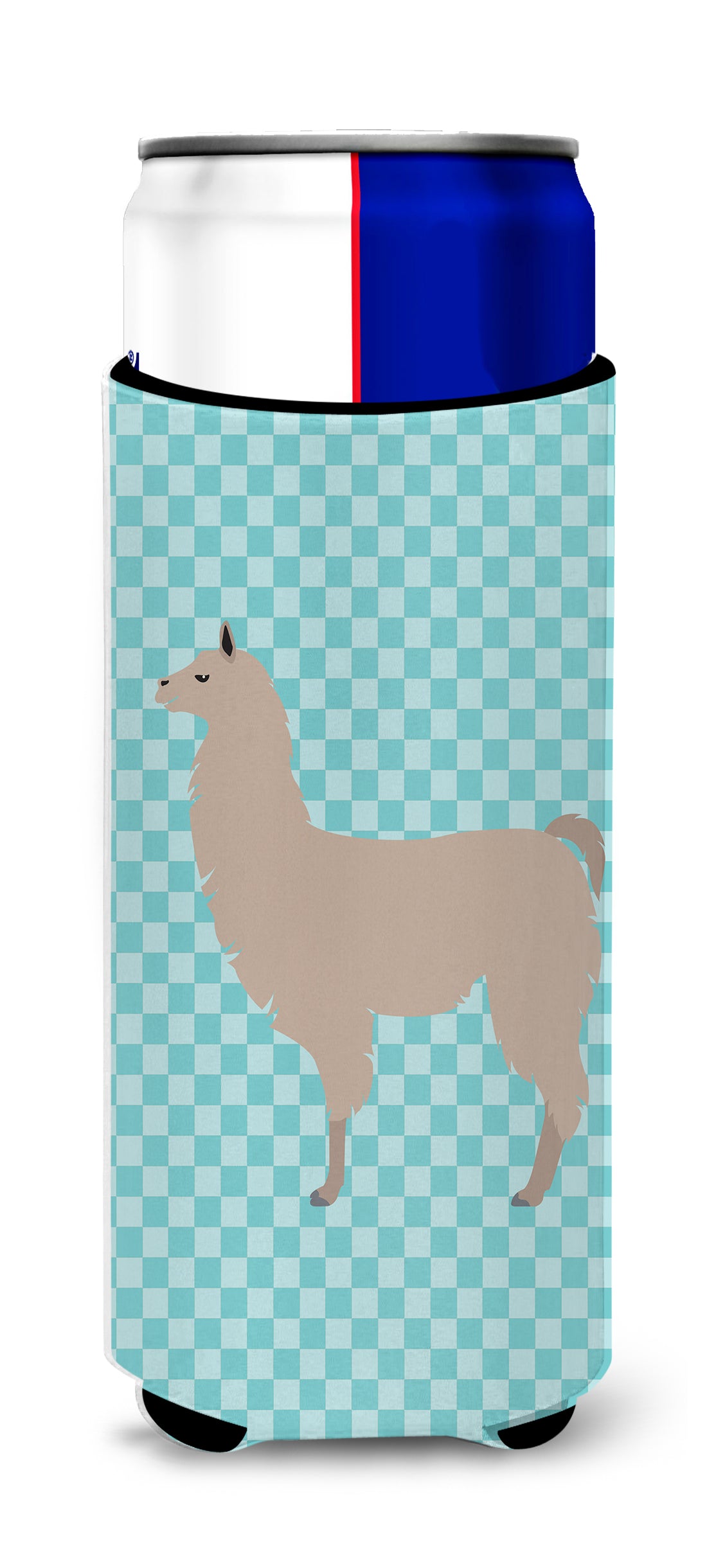 Llama Blue Check  Ultra Hugger for slim cans  the-store.com.