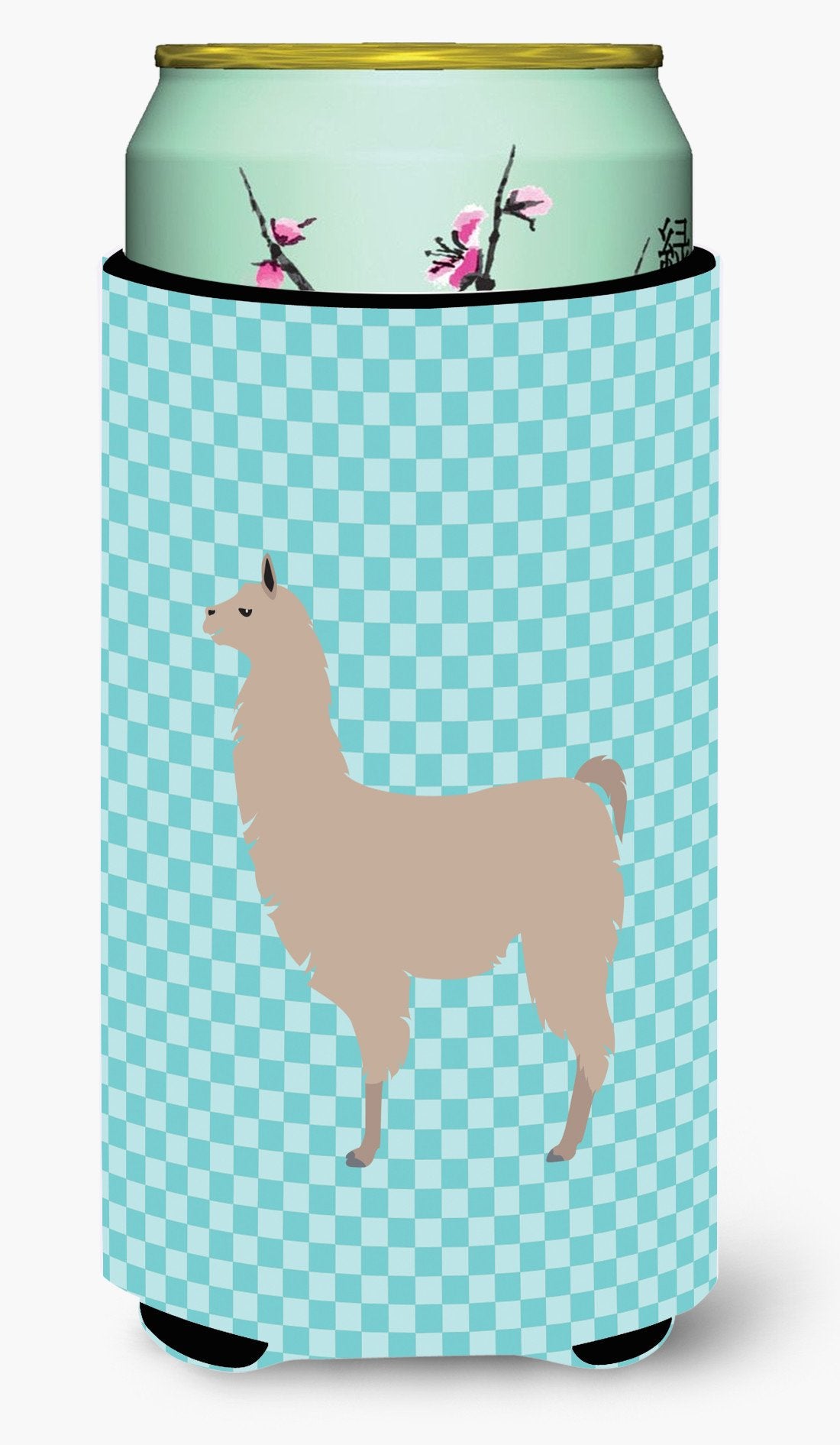 Llama Blue Check Tall Boy Beverage Insulator Hugger BB8090TBC by Caroline&#39;s Treasures