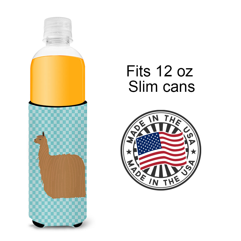 Alpaca Suri Blue Check  Ultra Hugger for slim cans