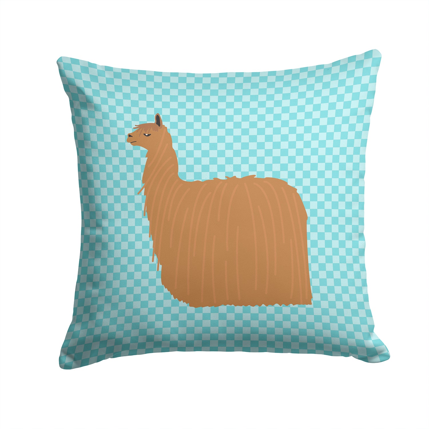 Alpaca Suri Blue Check Fabric Decorative Pillow BB8094PW1414 - the-store.com