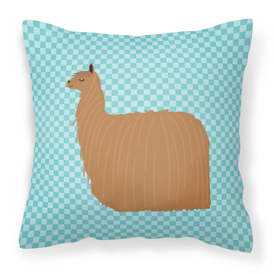 Alpaca Suri Blue Check Fabric Decorative Pillow BB8094PW1818 by Caroline&#39;s Treasures