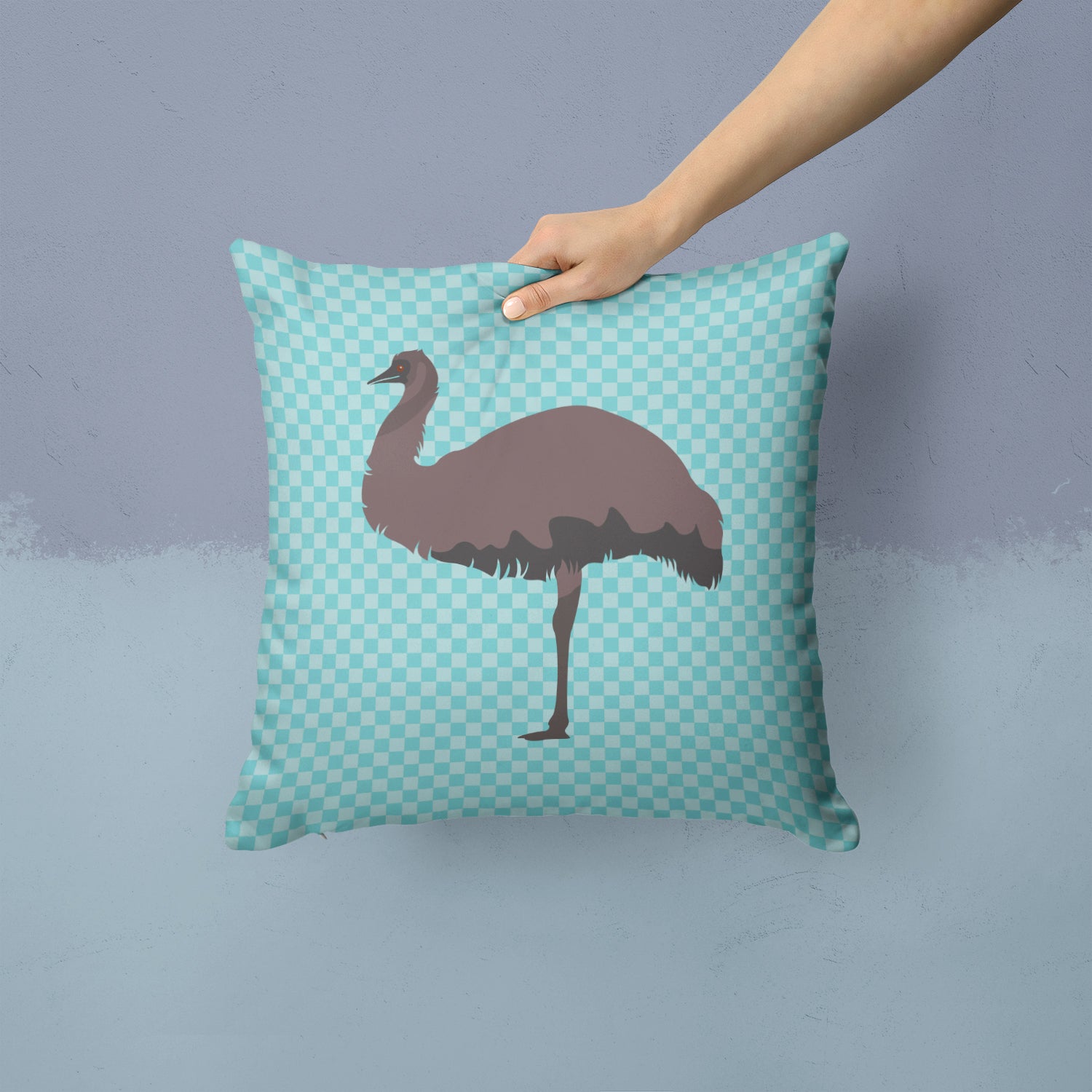 Emu Blue Check Fabric Decorative Pillow BB8096PW1414 - the-store.com