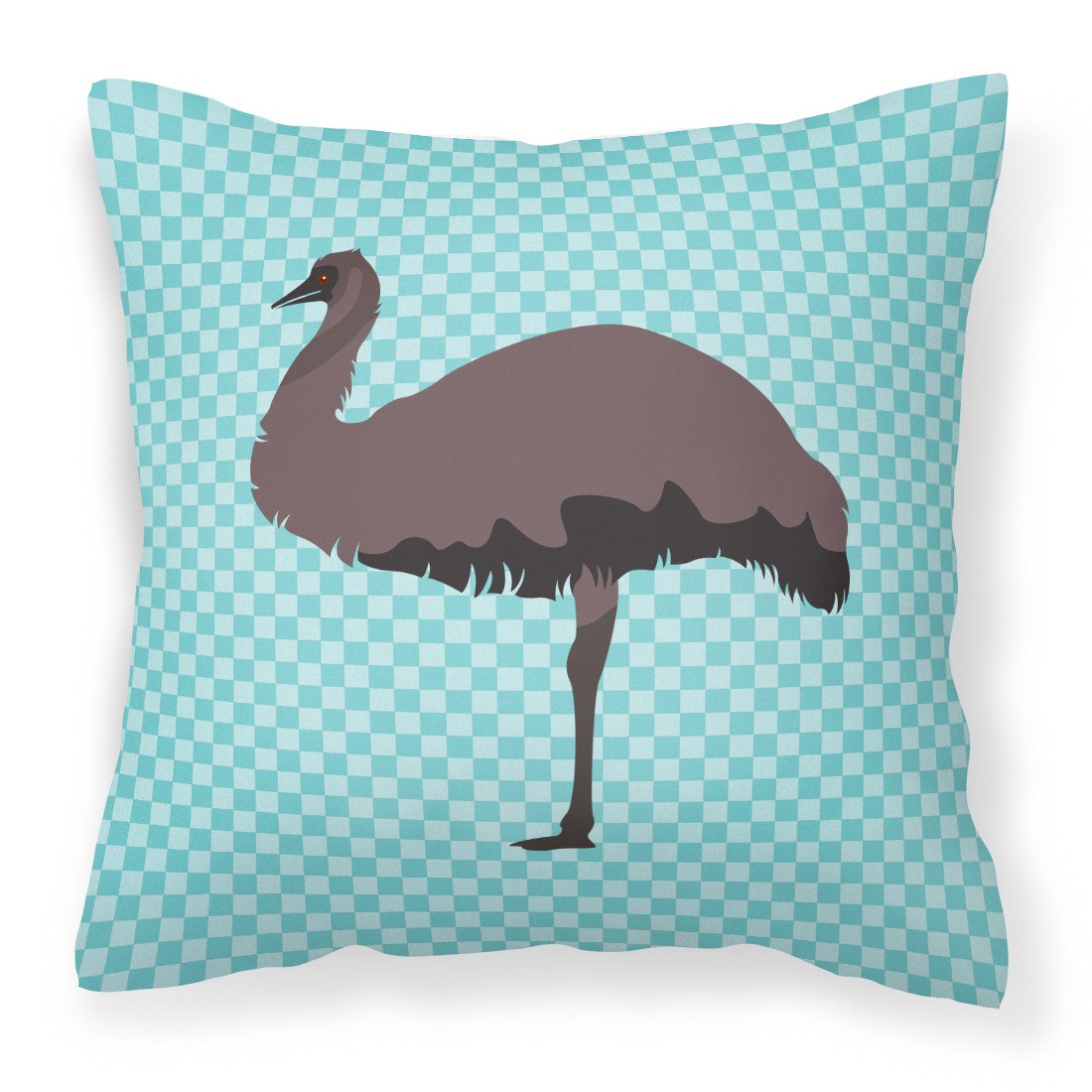 Emu Blue Check Fabric Decorative Pillow BB8096PW1818 by Caroline's Treasures