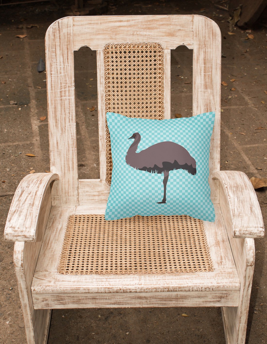 Emu Blue Check Fabric Decorative Pillow BB8096PW1818 by Caroline's Treasures