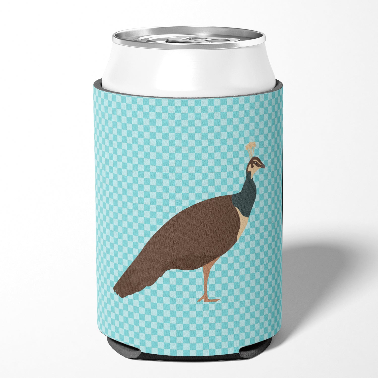 Indian Peahen Peafowl Blue Check Can or Bottle Hugger BB8101CC  the-store.com.