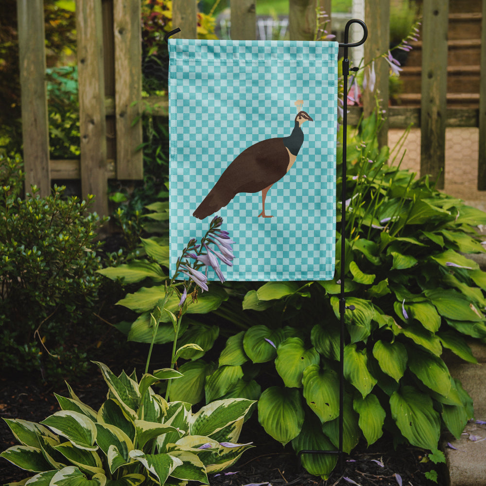 Indian Peahen Peafowl Blue Check Flag Garden Size  the-store.com.