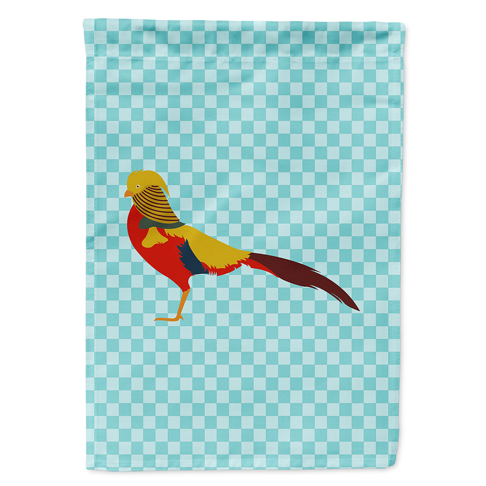 Golden or Chinese Pheasant Blue Check Flag Canvas House Size BB8102CHF  the-store.com.