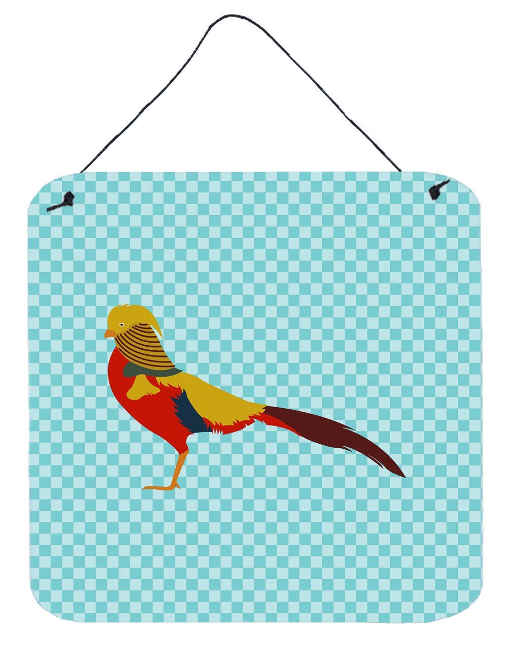 Golden or Chinese Pheasant Blue Check Wall or Door Hanging Prints BB8102DS66 by Caroline&#39;s Treasures