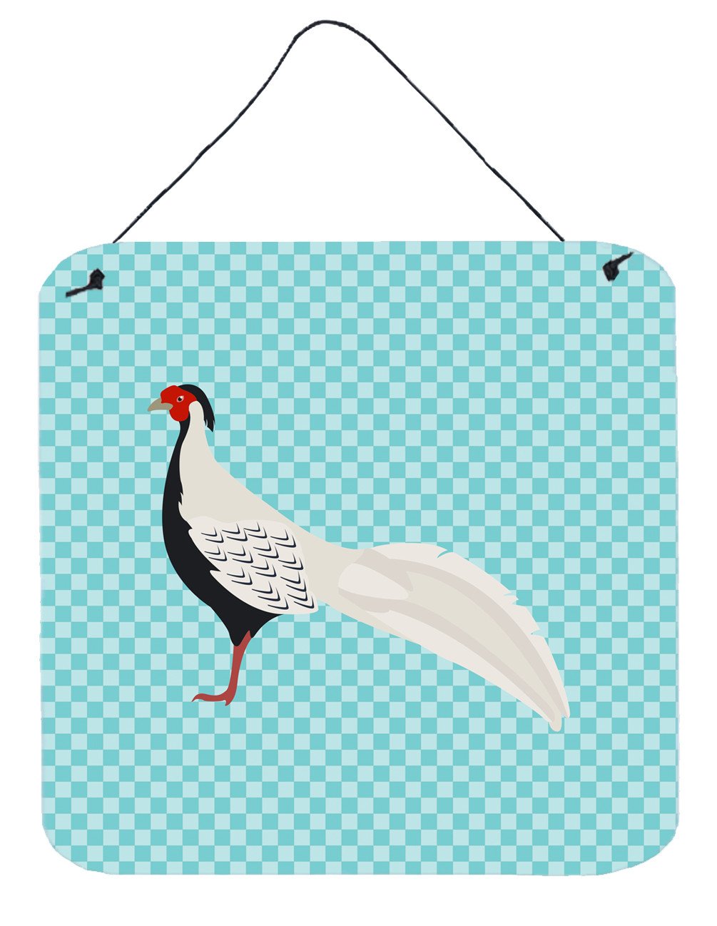 Silver Pheasant Blue Check Wall or Door Hanging Prints BB8103DS66 by Caroline's Treasures