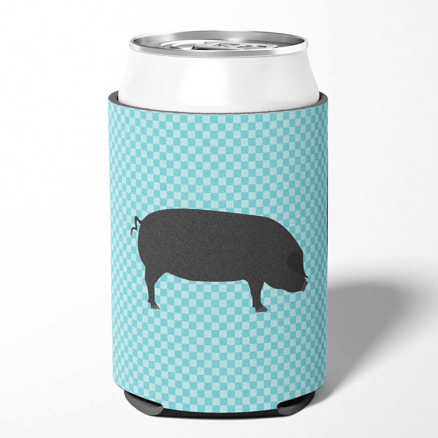 Devon Grand cochon noir à carreaux bleus pour canette ou porte-bouteille BB8105CC