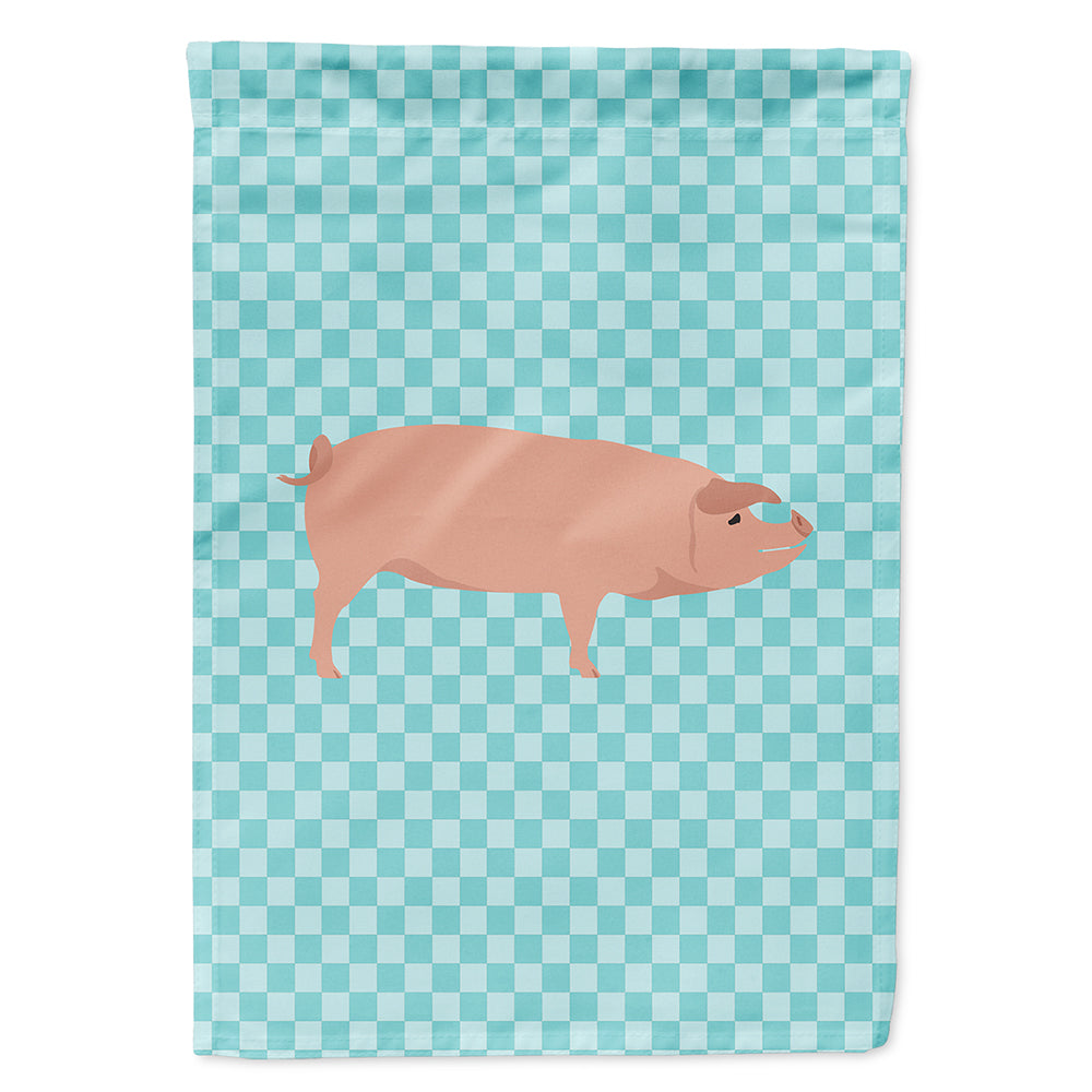 American Landrace Pig Blue Check Flag Canvas House Size BB8106CHF