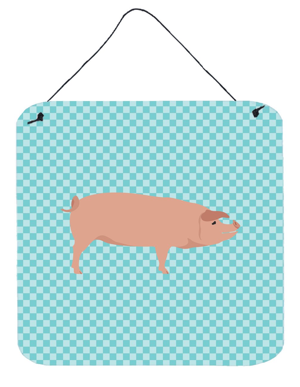 American Landrace Pig Blue Check Wall or Door Hanging Prints BB8106DS66 by Caroline&#39;s Treasures
