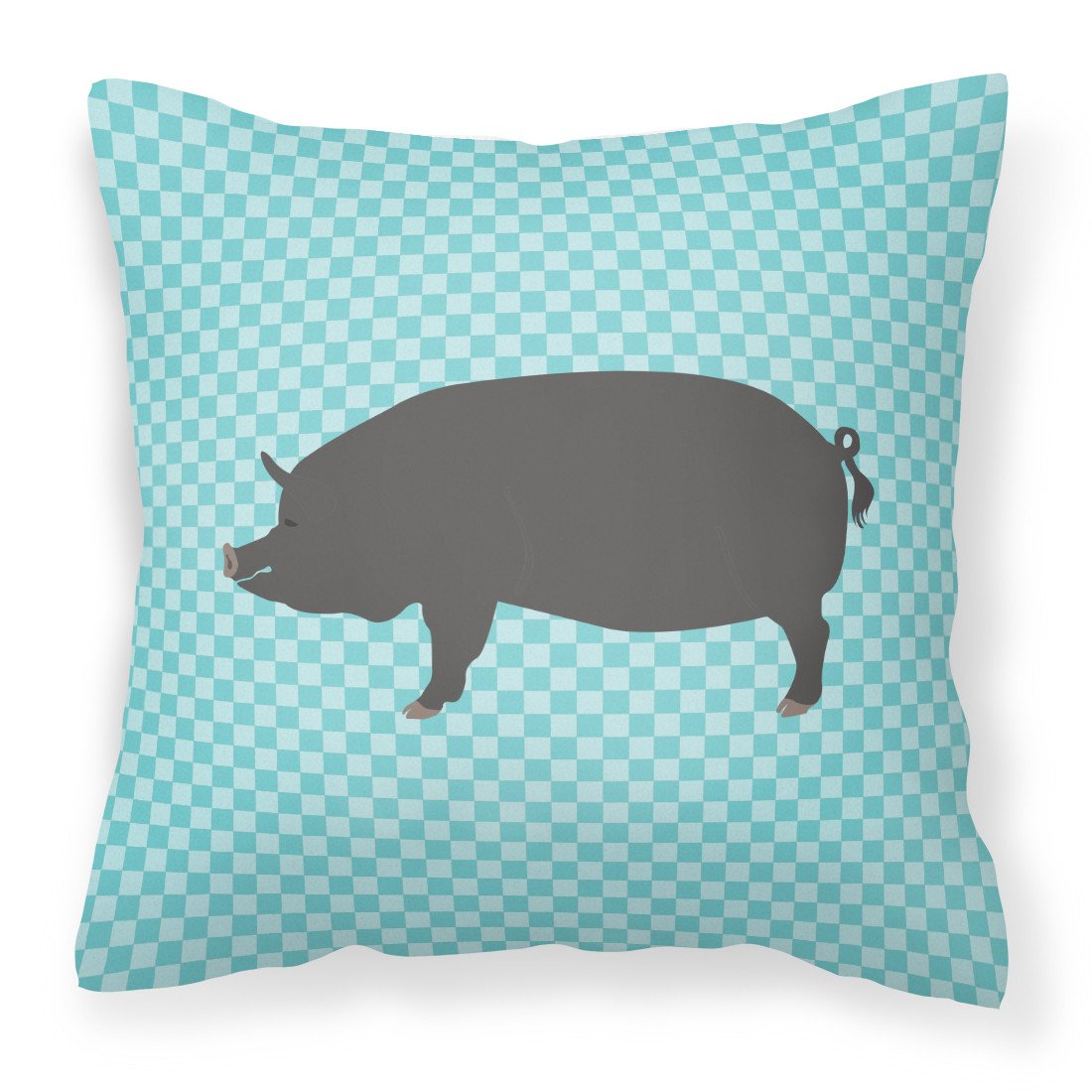 Berkshire Pig Blue Check Fabric Decorative Pillow BB8107PW1818 by Caroline&#39;s Treasures