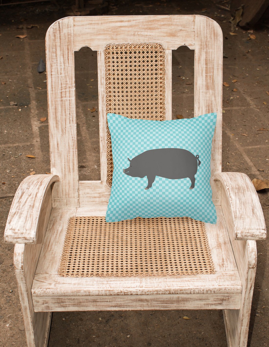 Berkshire Pig Blue Check Fabric Decorative Pillow BB8107PW1818 by Caroline's Treasures