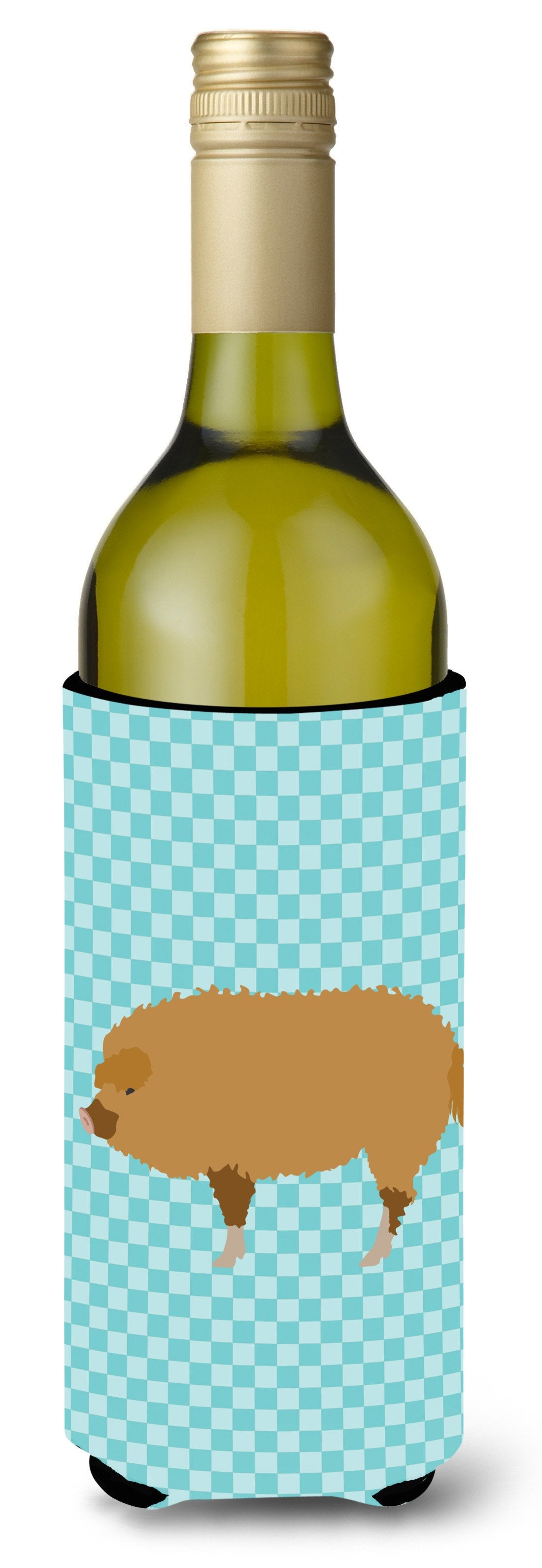 Hungarian Mangalica Pig Blue Check Wine Bottle Beverge Insulator Hugger BB8108LITERK by Caroline&#39;s Treasures