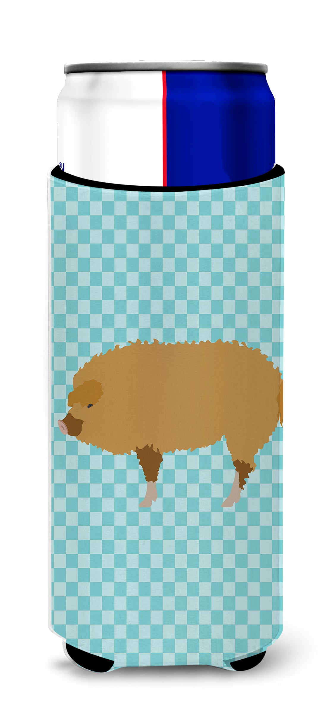Hungarian Mangalica Pig Blue Check  Ultra Hugger for slim cans