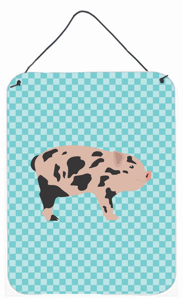 Mini Miniature Pig Blue Check Wall or Door Hanging Prints BB8109DS1216 by Caroline's Treasures