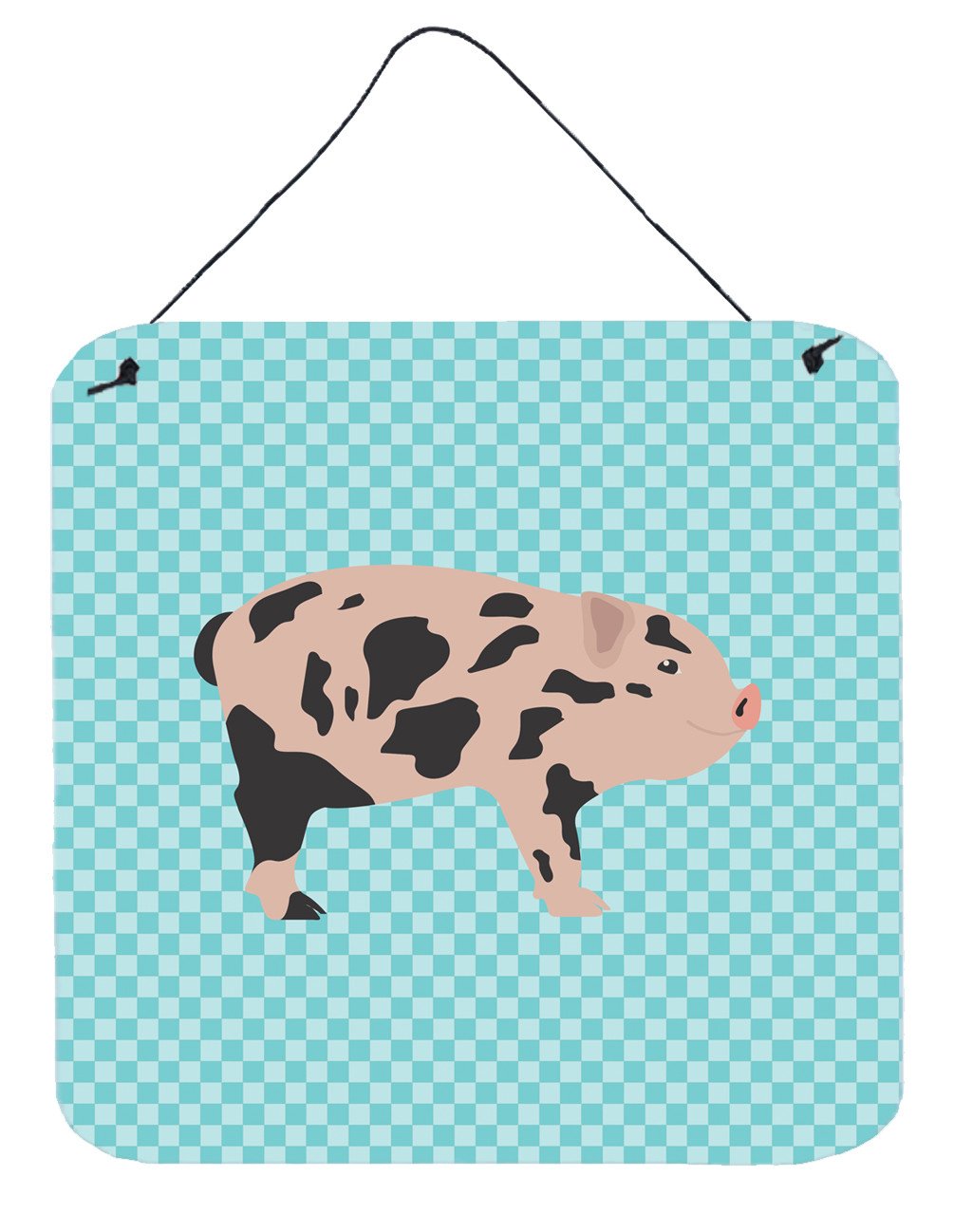 Mini Miniature Pig Blue Check Wall or Door Hanging Prints BB8109DS66 by Caroline's Treasures