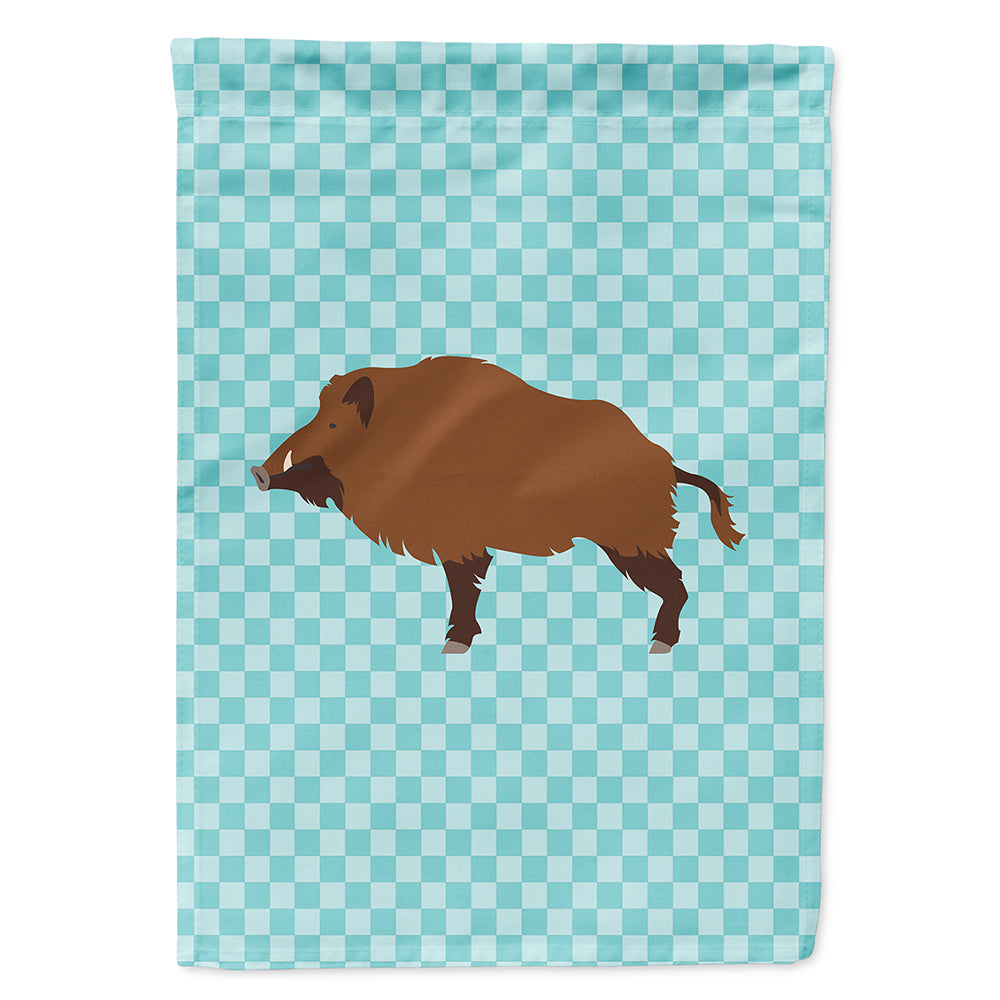 Wild Boar Pig Blue Check Flag Canvas House Size BB8110CHF