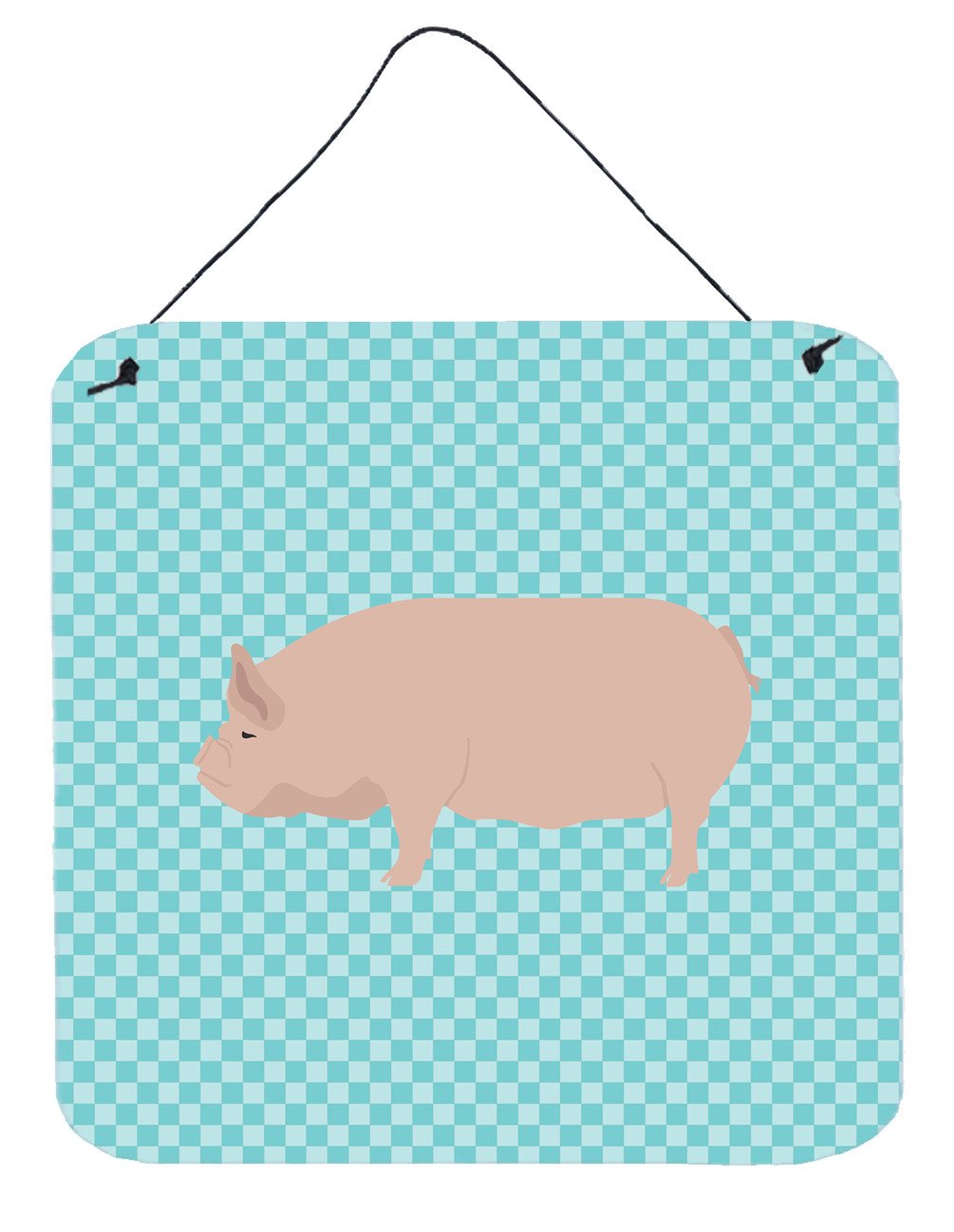 Welsh Pig Blue Check Wall or Door Hanging Prints BB8111DS66 by Caroline's Treasures