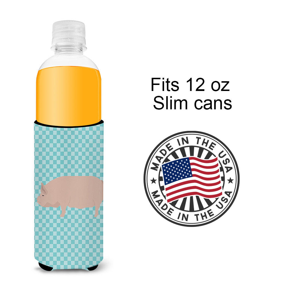 Welsh Pig Blue Check  Ultra Hugger for slim cans  the-store.com.