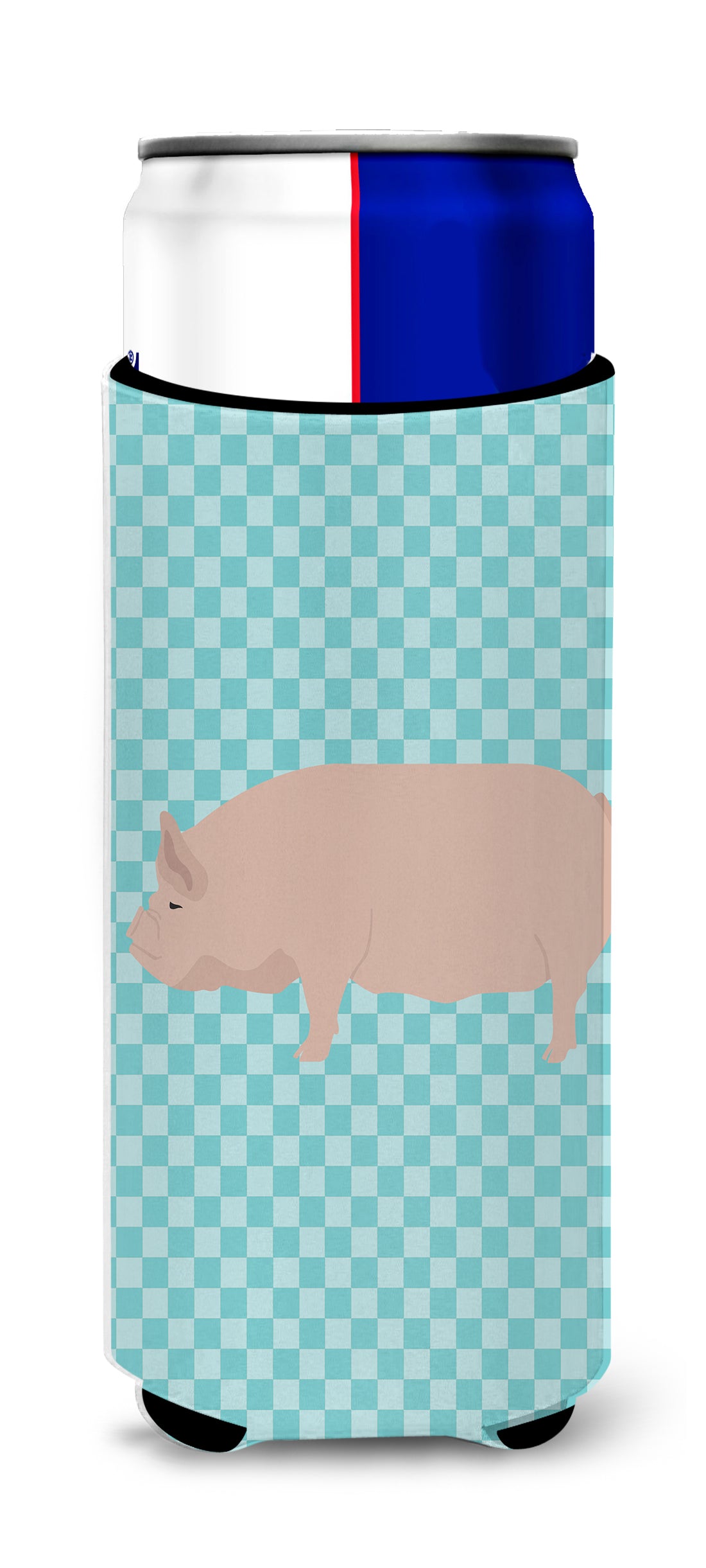 Welsh Pig Blue Check  Ultra Hugger for slim cans  the-store.com.