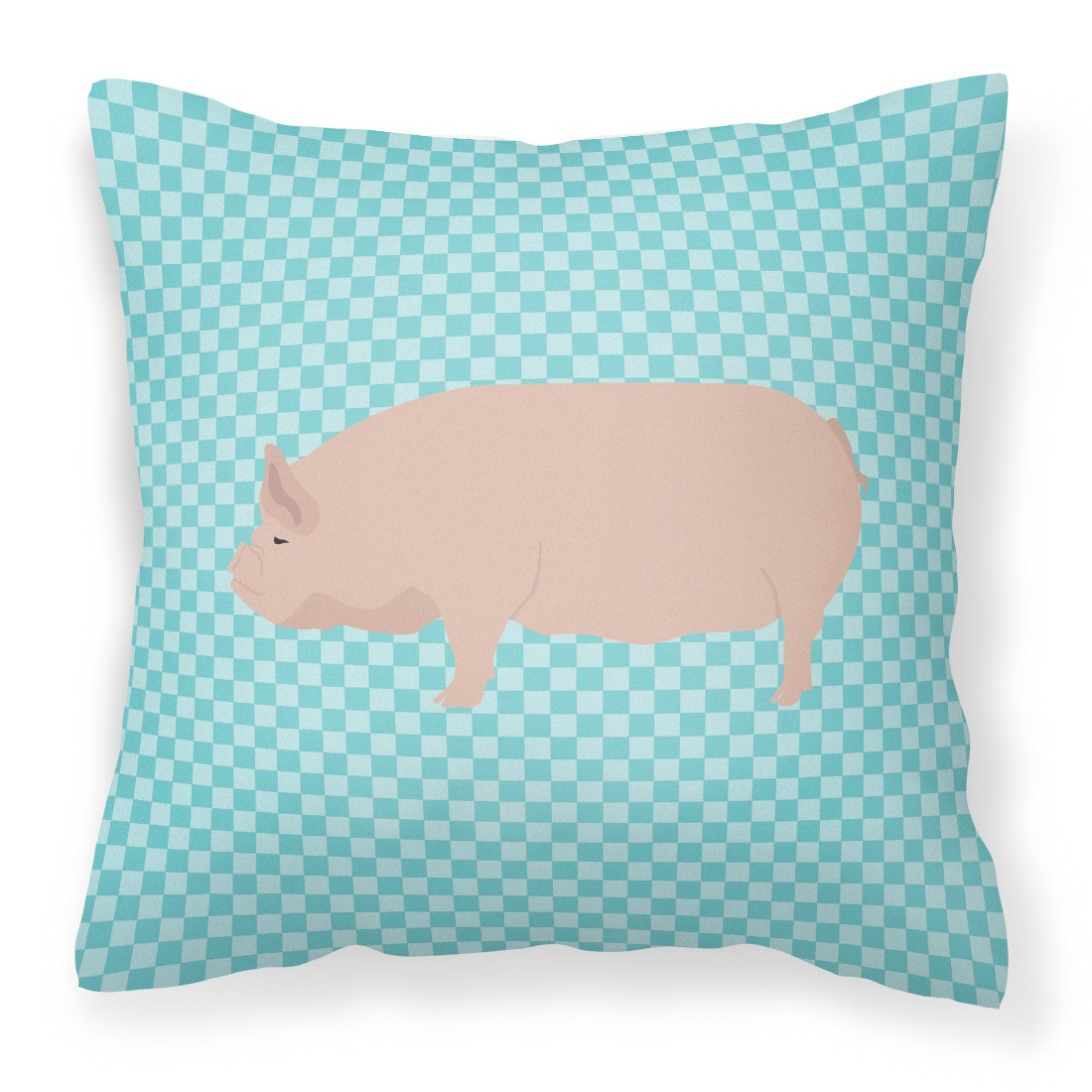 Welsh Pig Blue Check Fabric Decorative Pillow BB8111PW1818 by Caroline&#39;s Treasures