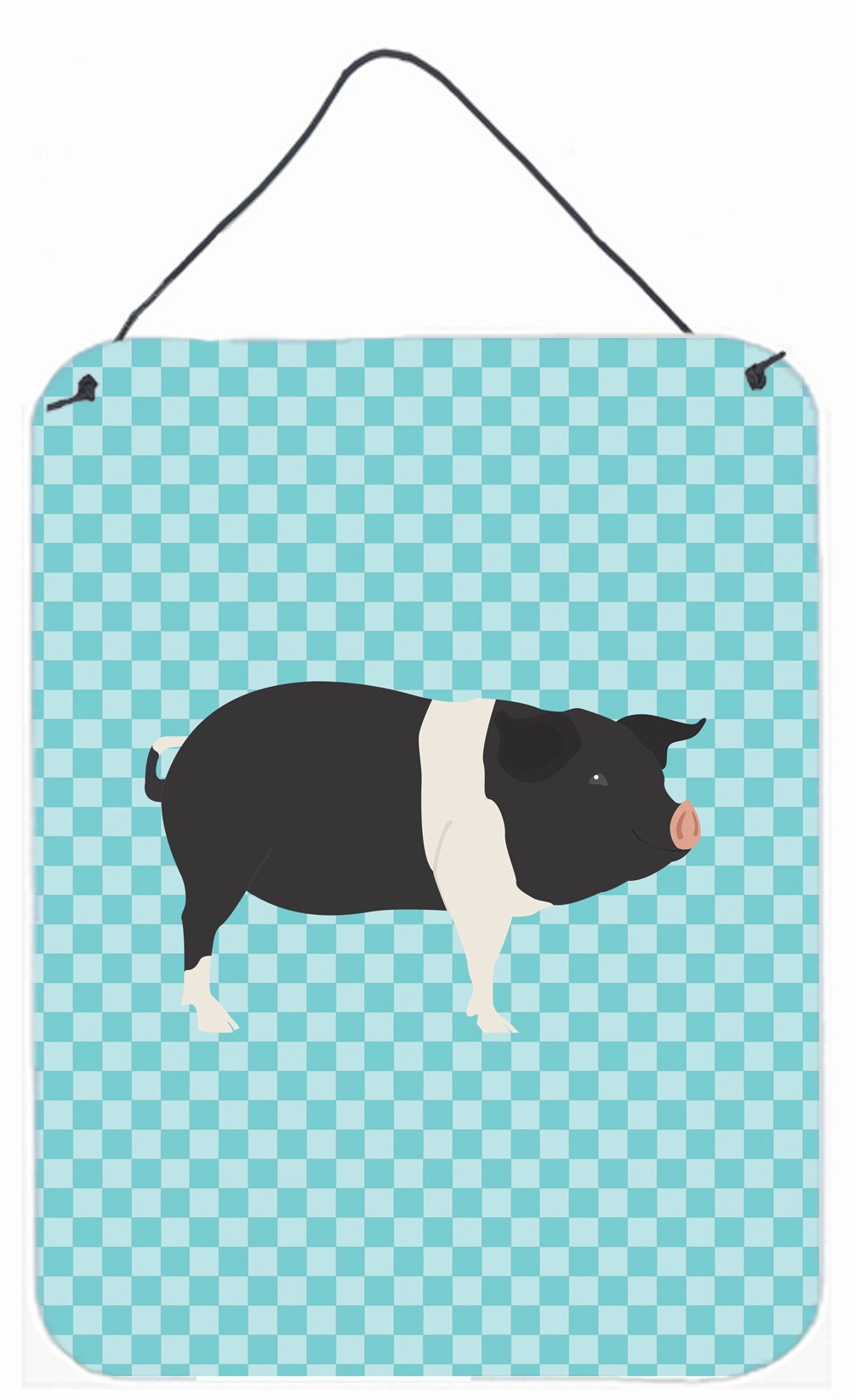 Hampshire Pig Blue Check Wall or Door Hanging Prints BB8113DS1216 by Caroline's Treasures