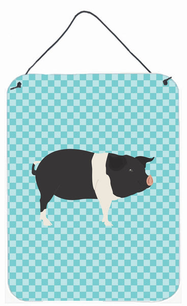 Hampshire Pig Blue Check Wall or Door Hanging Prints BB8113DS1216 by Caroline's Treasures