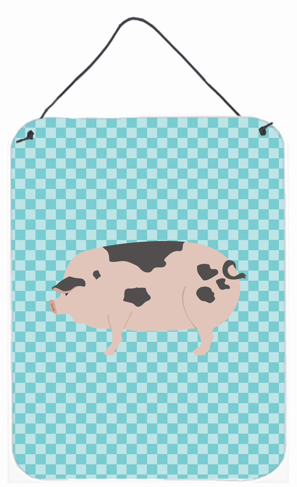 Gloucester Old Spot Pig Blue Check Wall or Door Hanging Prints BB8114DS1216 by Caroline&#39;s Treasures