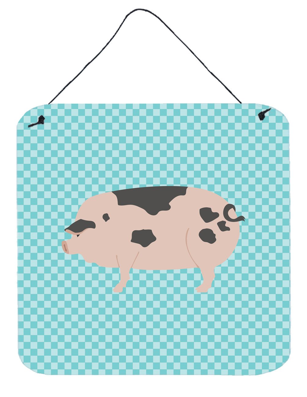 Gloucester Old Spot Pig Blue Check Wall or Door Hanging Prints BB8114DS66 by Caroline&#39;s Treasures