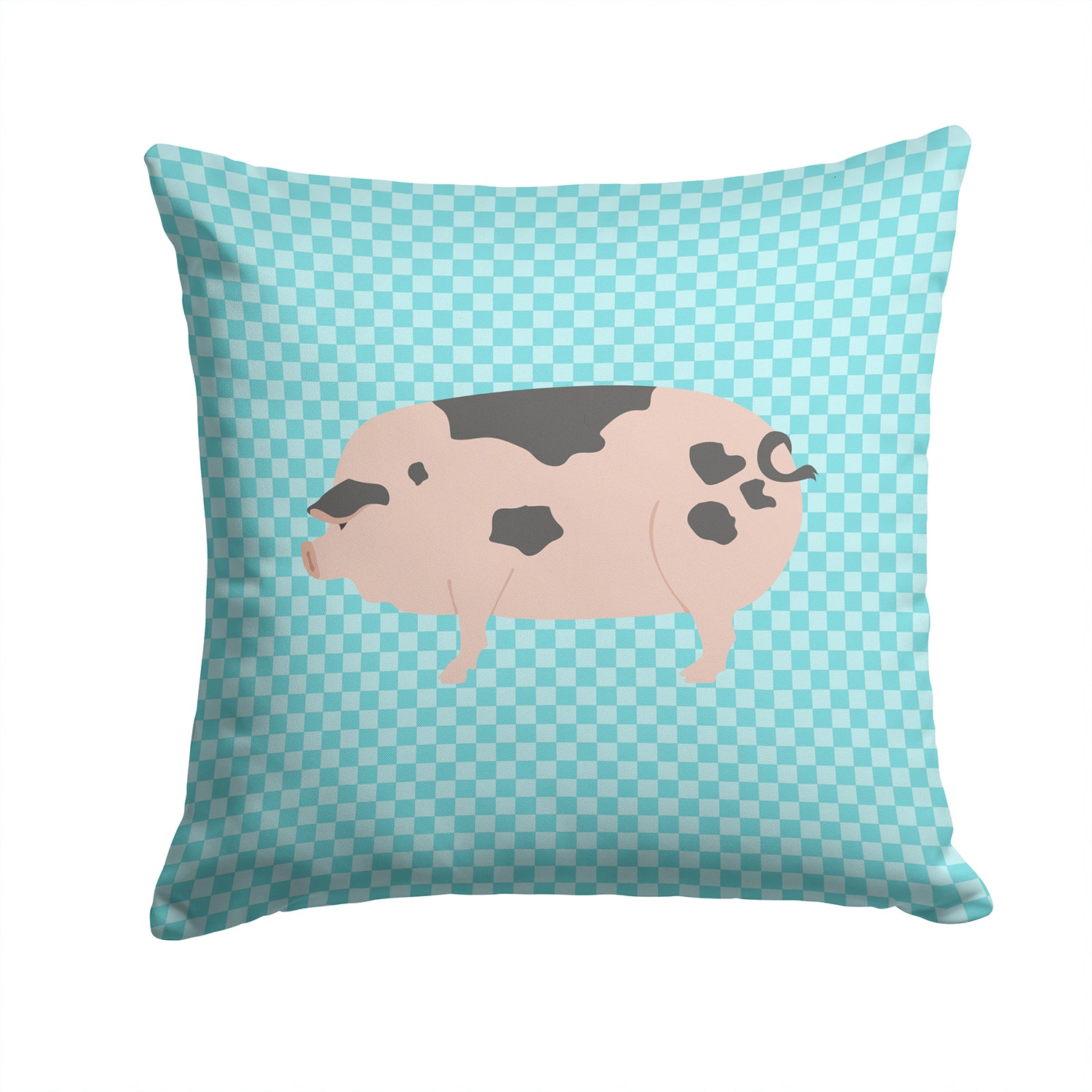 Gloucester Old Spot Pig Blue Check Fabric Decorative Pillow BB8114PW1414 - the-store.com