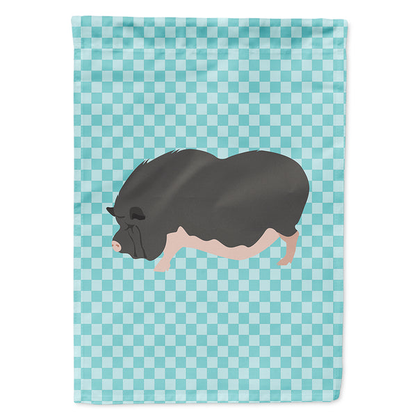 Vietnamese Pot-Bellied Pig Blue Check Flag Canvas House Size BB8115CHF