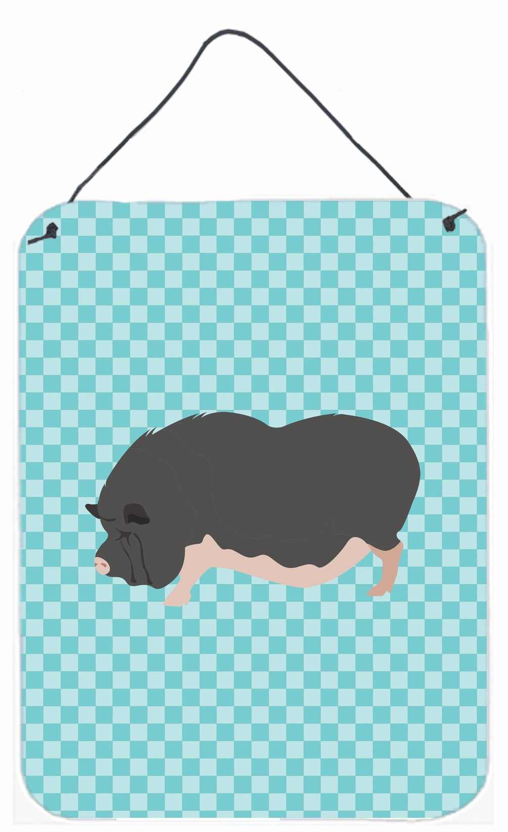 Vietnamese Pot-Bellied Pig Blue Check Wall or Door Hanging Prints BB8115DS1216 by Caroline&#39;s Treasures