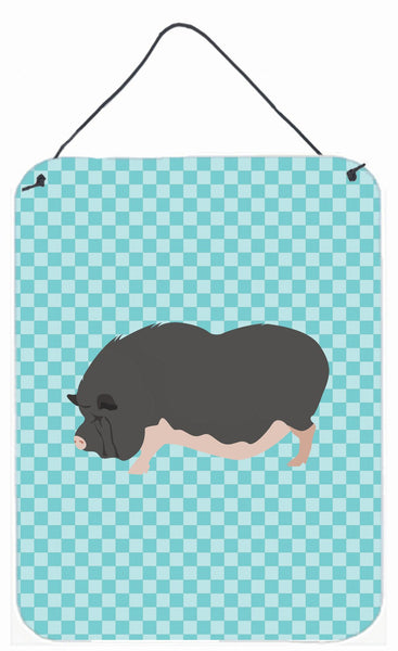Vietnamese Pot-Bellied Pig Blue Check Wall or Door Hanging Prints BB8115DS1216 by Caroline's Treasures