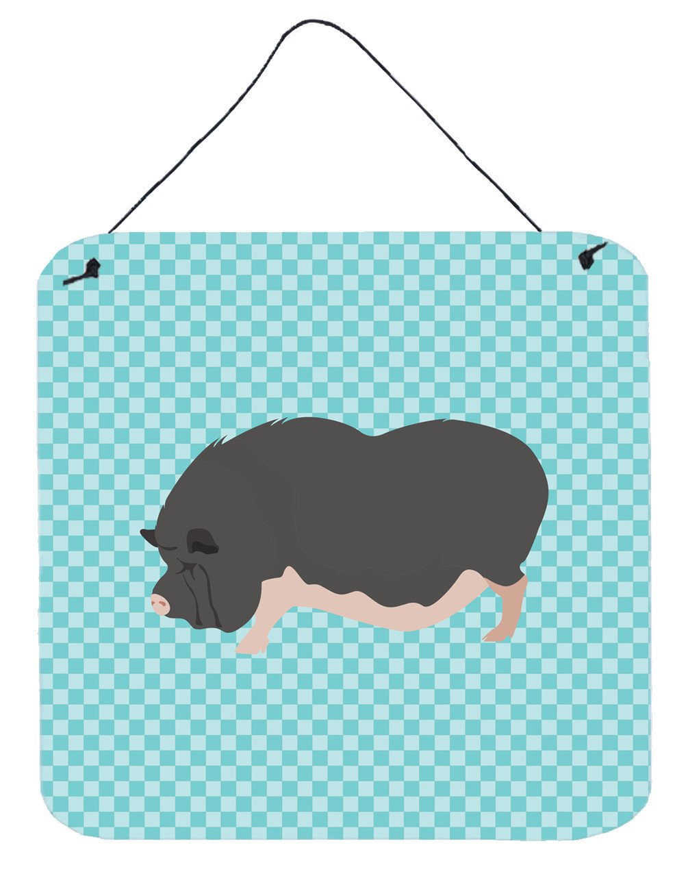 Vietnamese Pot-Bellied Pig Blue Check Wall or Door Hanging Prints BB8115DS66 by Caroline&#39;s Treasures