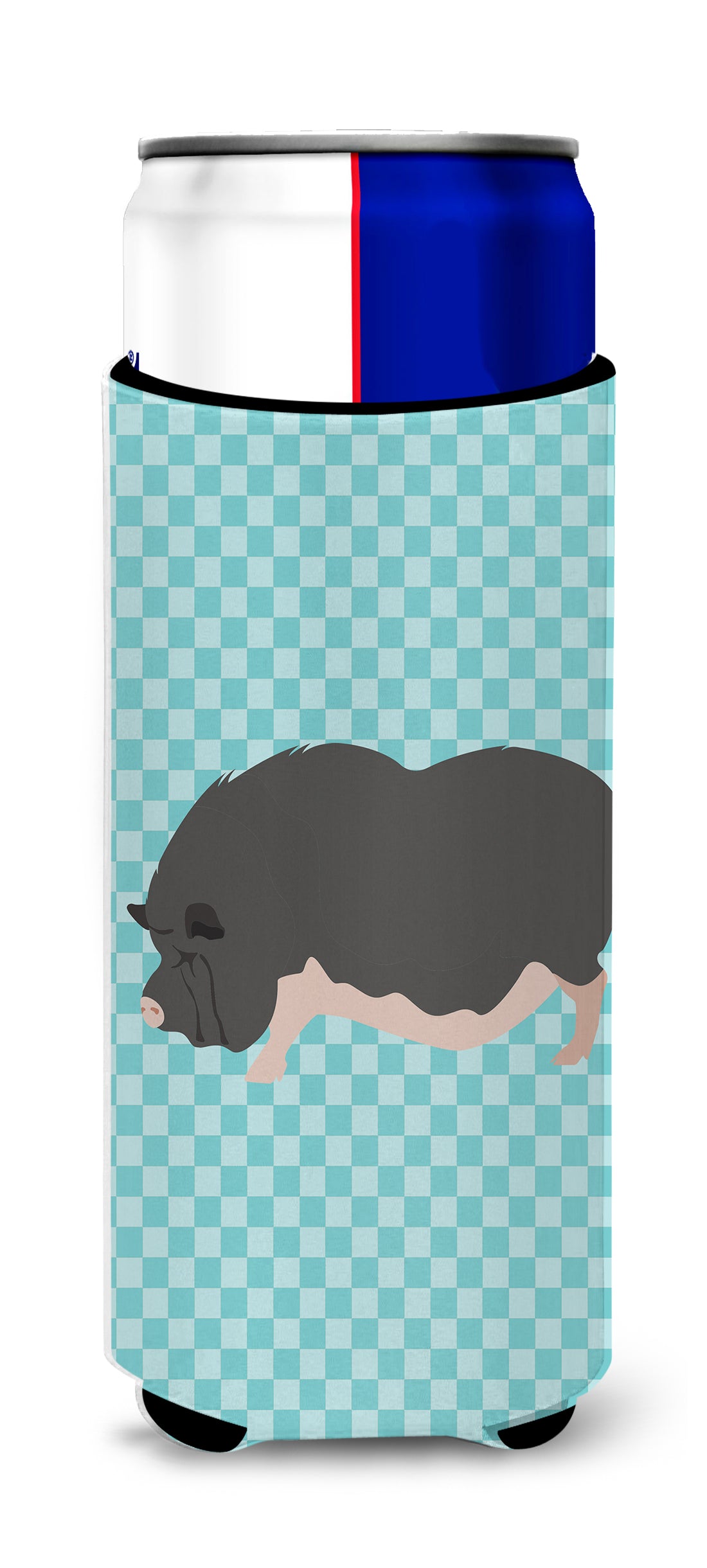 Vietnamese Pot-Bellied Pig Blue Check  Ultra Hugger for slim cans  the-store.com.
