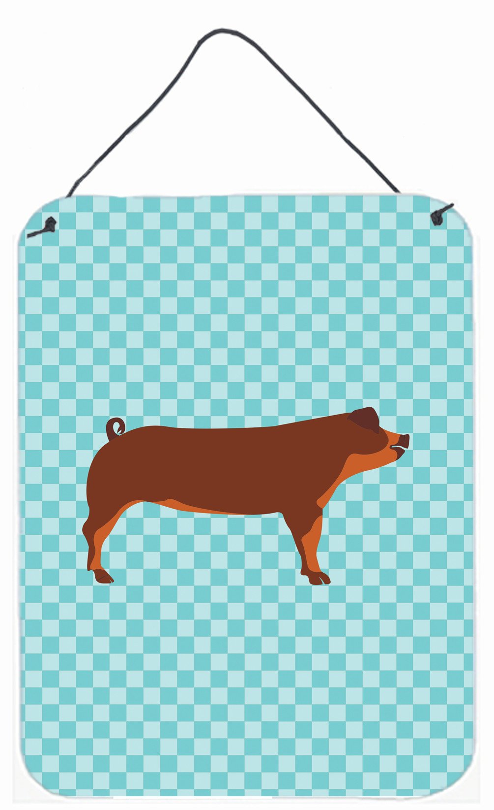 Duroc Pig Blue Check Wall or Door Hanging Prints BB8116DS1216 by Caroline&#39;s Treasures